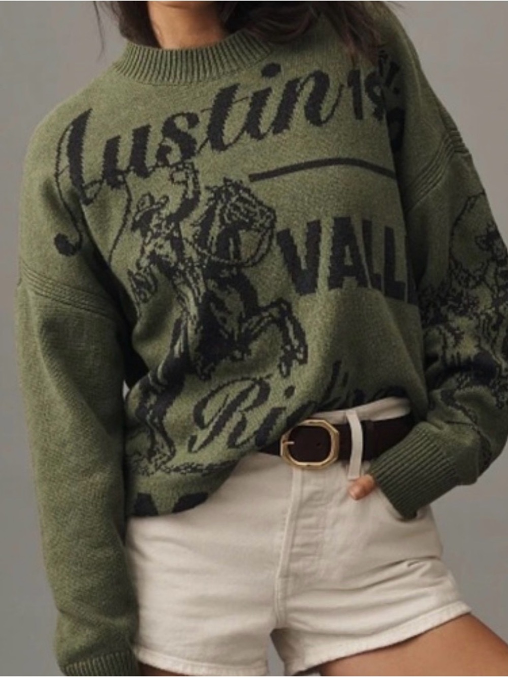 Anthropologie Maeve Oversized Graphic Crew-Neck Sweater